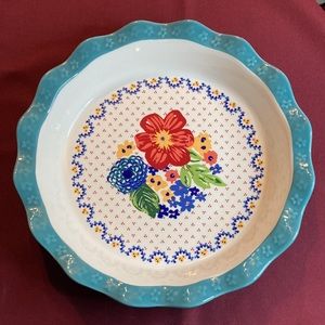 PIONEER WOMAN pie dish Dazzling Dahlias